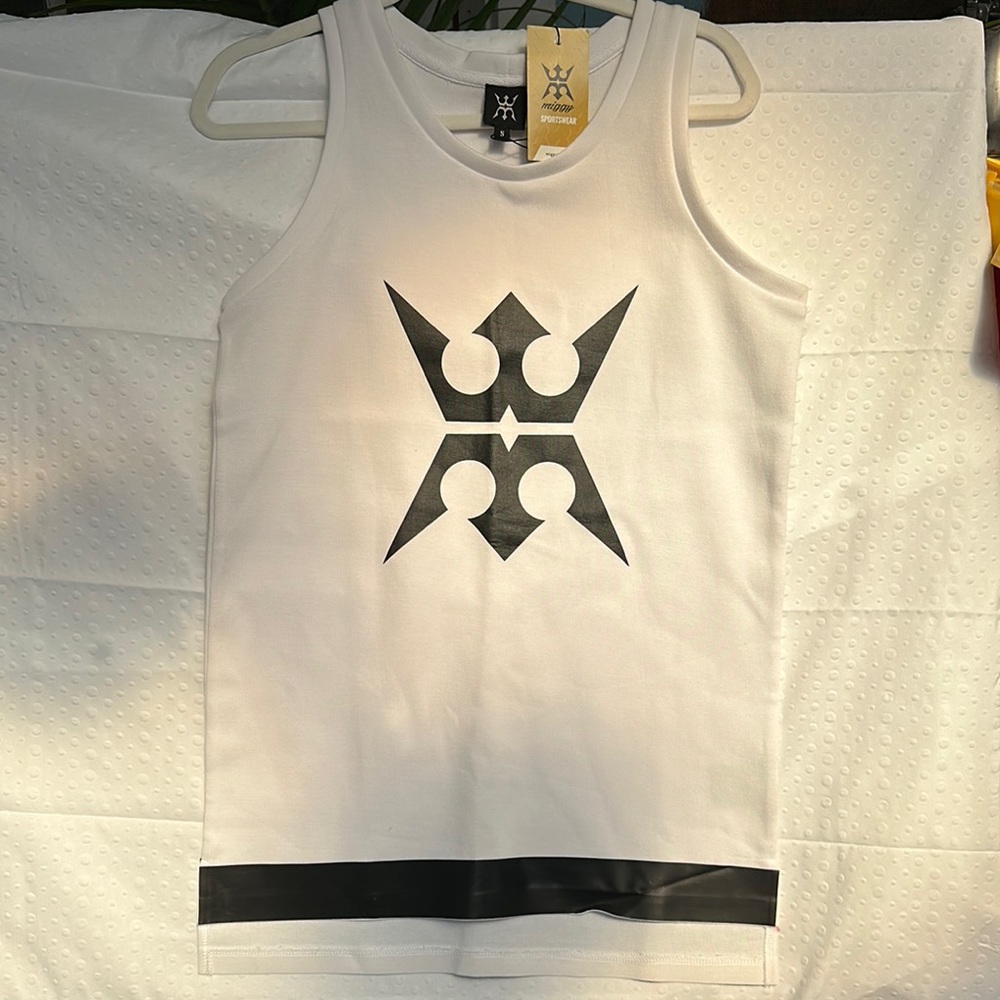 NWT MIGGY 24 MIQUEL CABRERA WHITE W/FAUX LEATHER"M"TANK TOP "PAIN IS TEMPORARY..